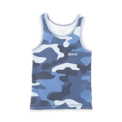 BLESS U Camouflage Pattern Tank Top "Blue"