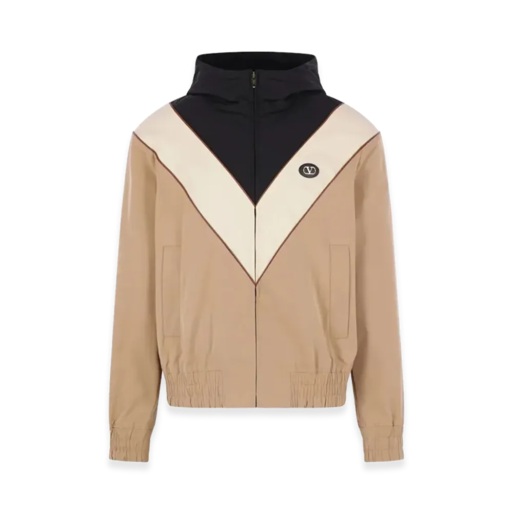 Valentino Inlaid V And Vlogo Patch Bomber Jacket "Black/Burro/Camel"