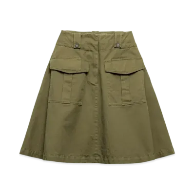 PRADA Women's Cotton Skirt with Cargo Pockets "Khaki"