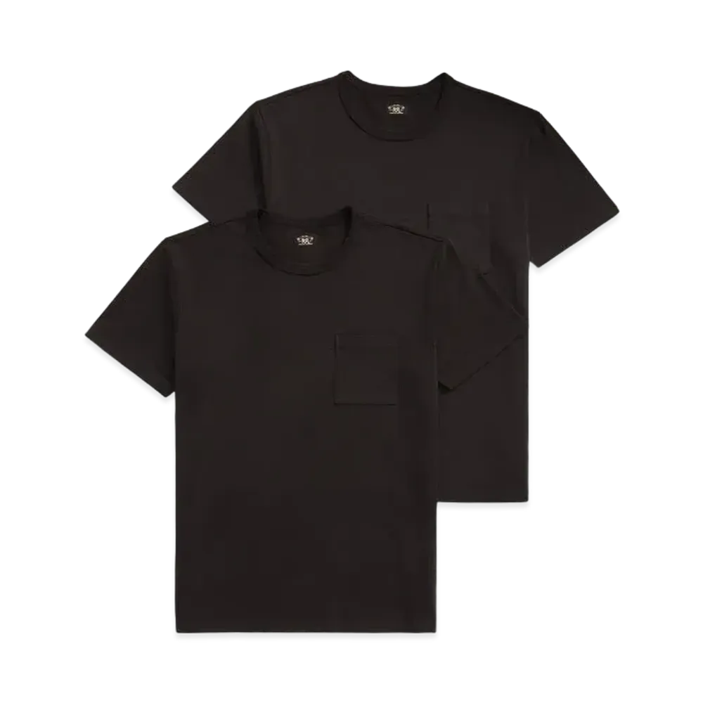 RRL Ralph Lauren Garment Dyed Pocket Tee 2Pack "Black"