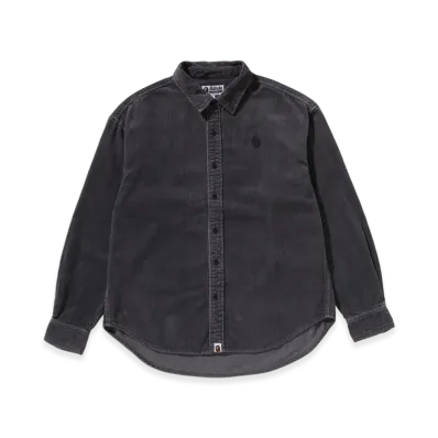 A BATHING APE One Point Flannel Check LS Shirt "Charcoal"