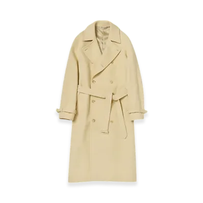 AURALEE Brushed Alpaca Wool Melton Trench Coat "Light Beige"