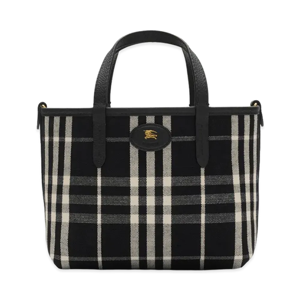 Burberry Women's Mini Reversible Bloomsbury Tote "Black/Calico Beige"