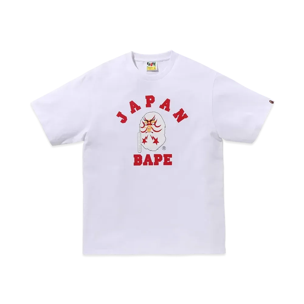 A BATHING APE Japan College Kabuki Tee "White"
