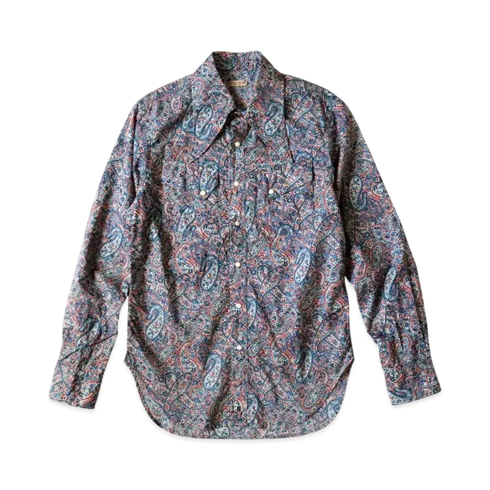 KAPITAL Lawn Paisley Langle Color Western Shirt "Navy"