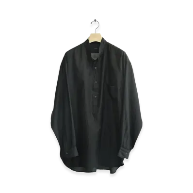 COMOLI Wool Silk Pullover Shirt "Brown"