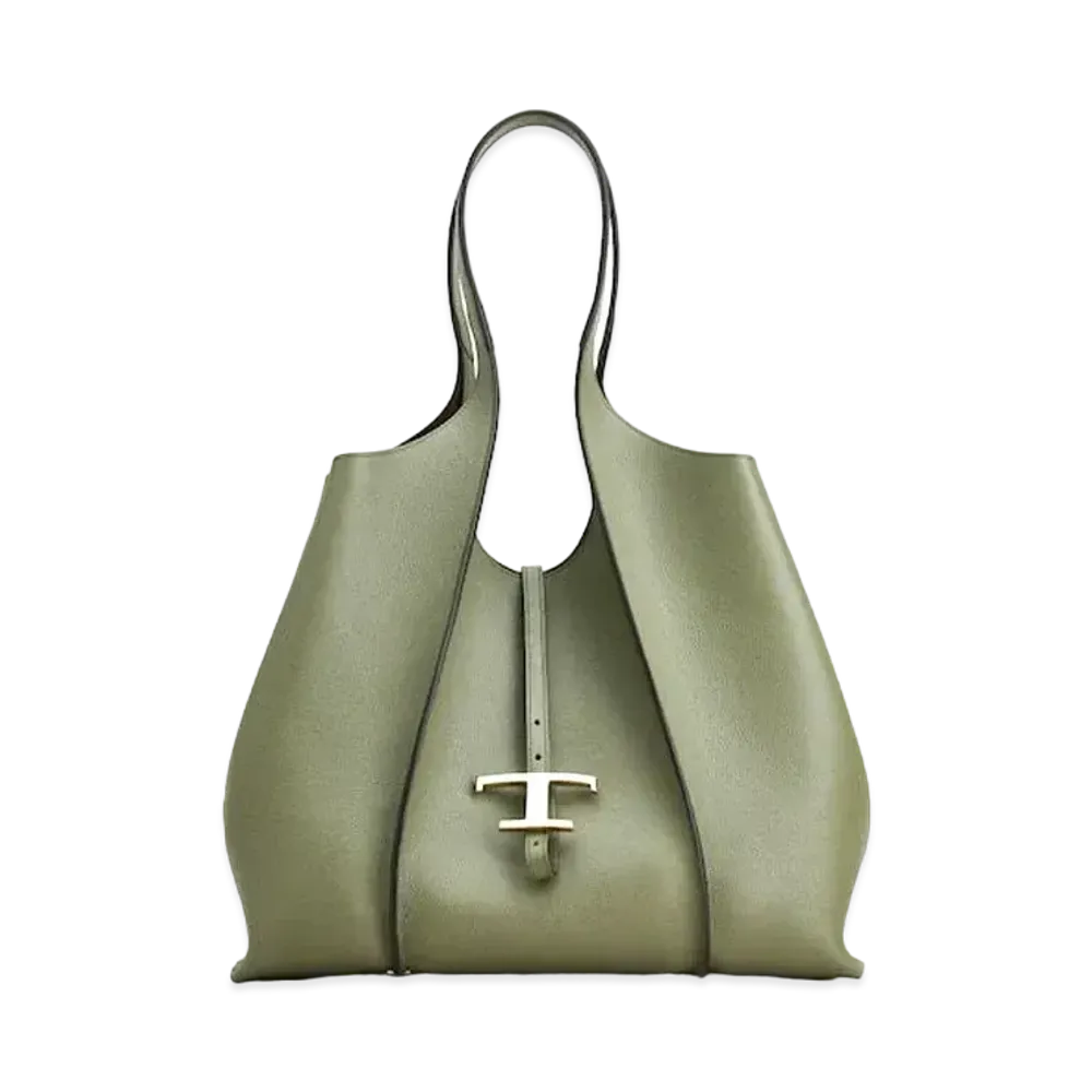 TOD'S Timeless Shopping Bag In Leather Medium "Green"
