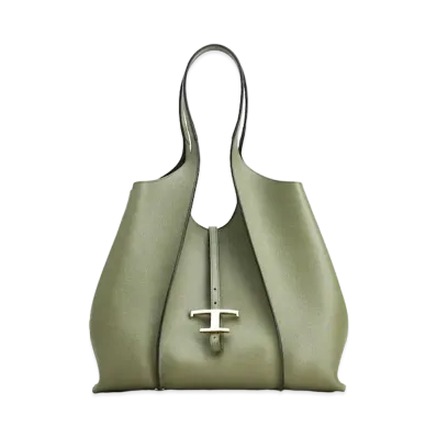 TOD'S Timeless Shopping Bag In Leather Medium "Green"