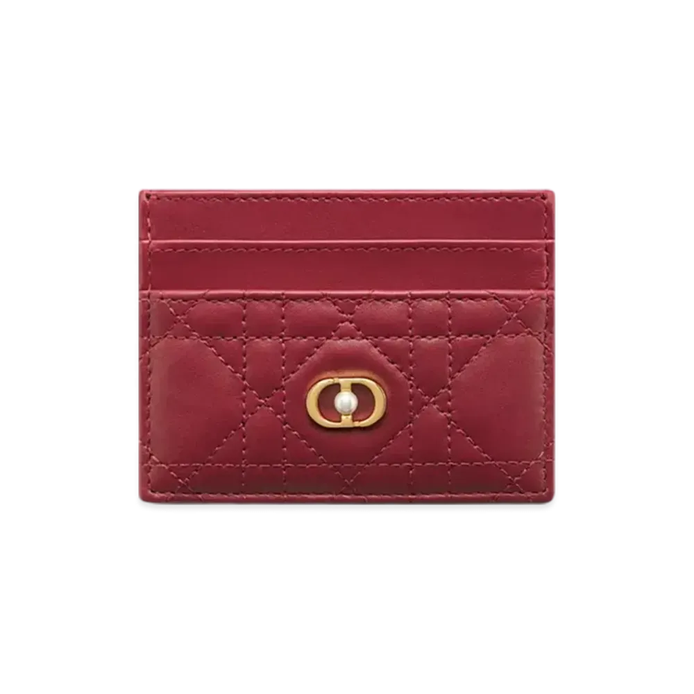 Dior Jolie Freesia Card Holder Cannage Lambskin "Cherry Red"