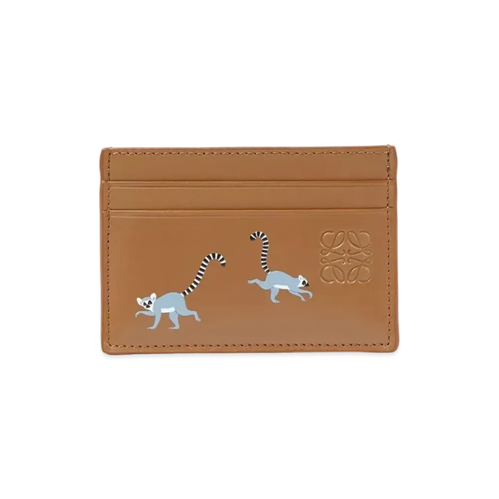 LOEWE Lemur Plain Cardholder in Satin Calfskin "Oak"
