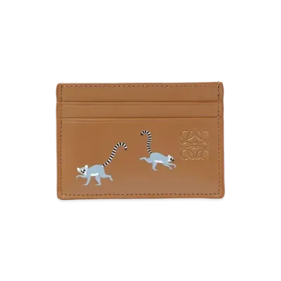 LOEWE Lemur Plain Cardholder in Satin Calfskin "Oak"