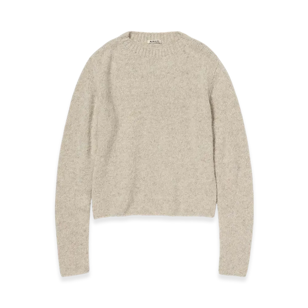 AURALEE Cashmere Melange Knit P/O "Top Gray Beige"