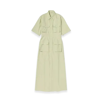 AURALEE Washed Finx Twill Shirt Dress "Light Green"