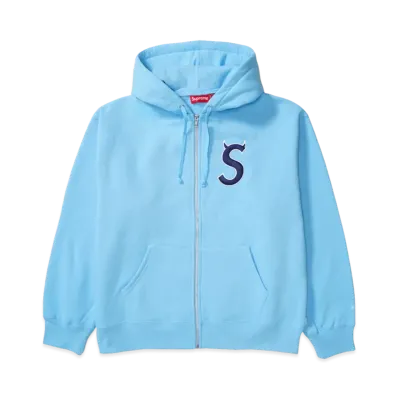 Supreme Devil S Logo Zip Up Hooded Sweatshirt "Light Blue"