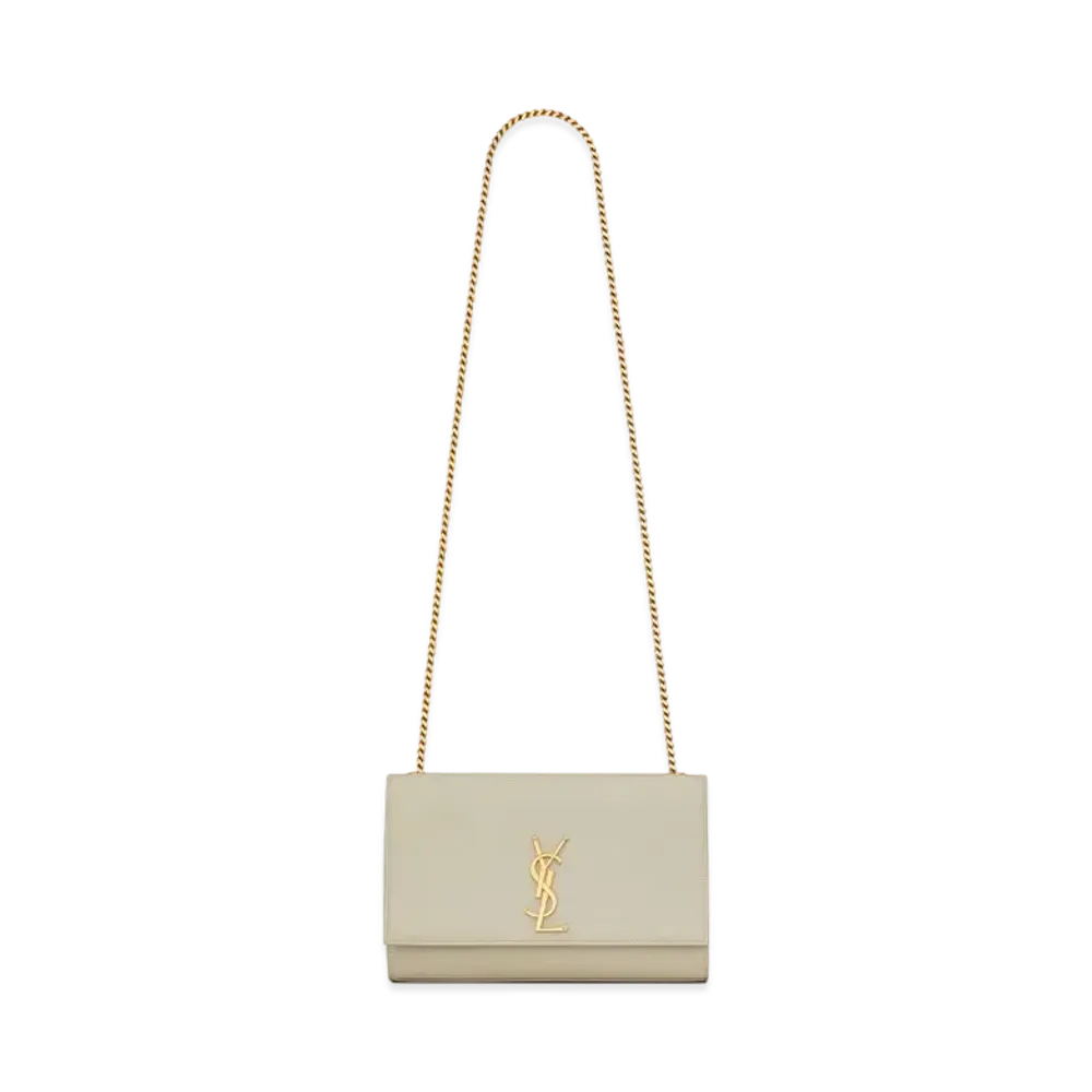 Saint Laurent Kate Medium In Grain De Poudre Embossed Leather "Vintage White"