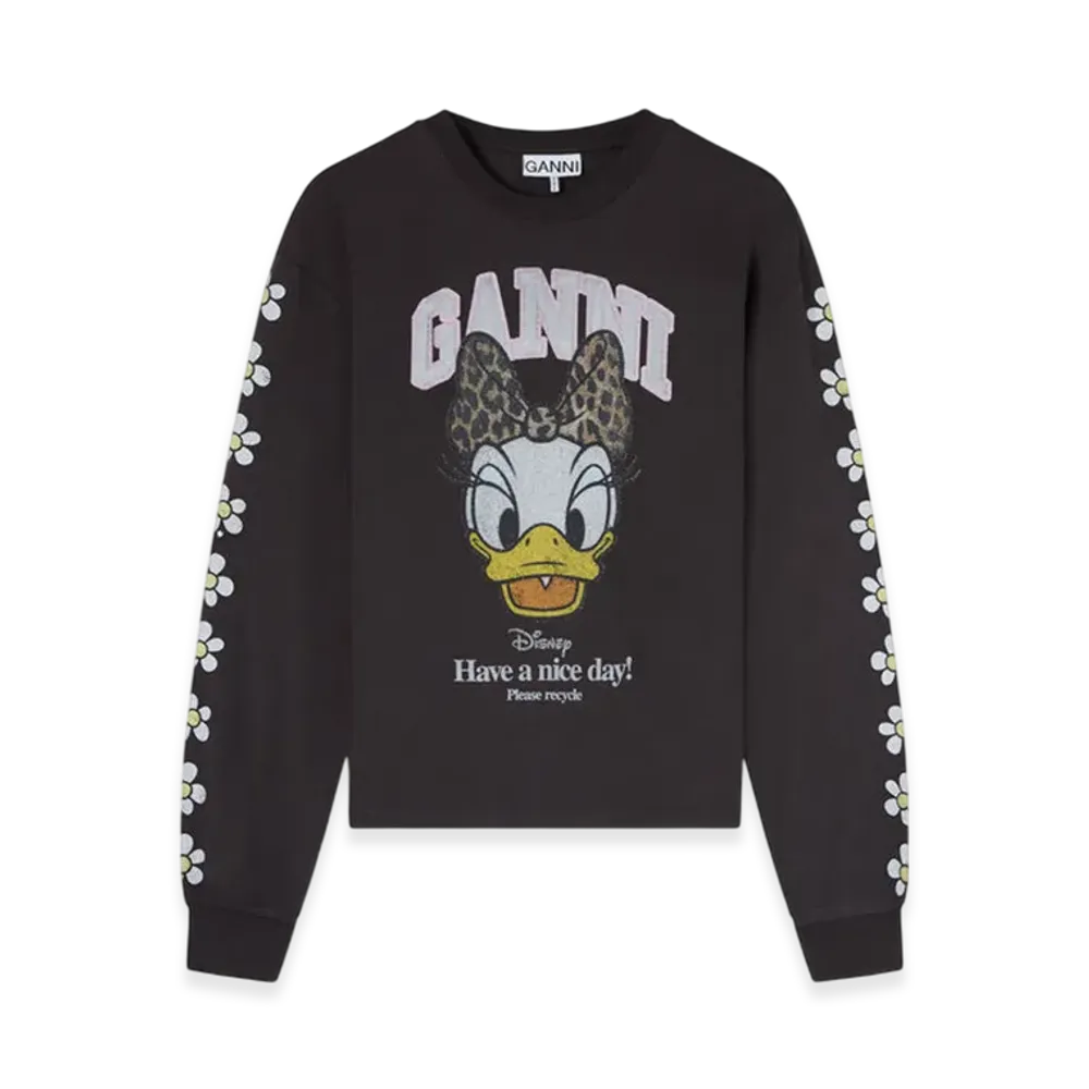 GANNI x Disney Daisy Duck Black Long Sleeves T-Shirt "Phantom"