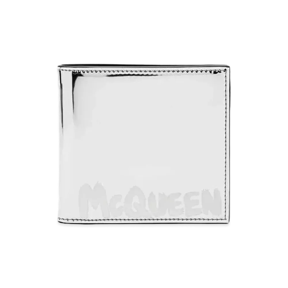 Alexander McQUEEN McQueen Graffiti Billfold Wallet "Silver"