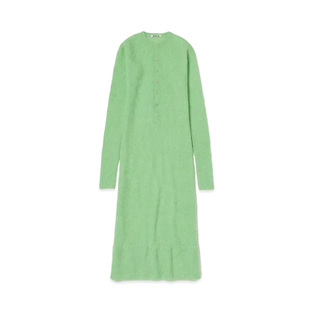 AURALEE Baby Suri Alpaca Sheer Knit One-Piece "Light Green"