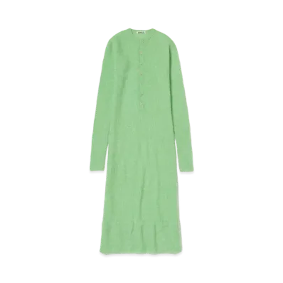 AURALEE Baby Suri Alpaca Sheer Knit One-Piece "Light Green"