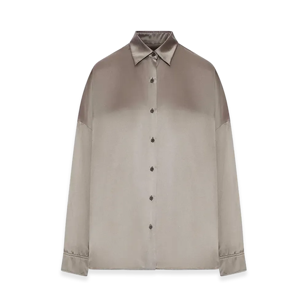 DRIES VAN NOTEN Women's Satin-Effect Silk Shirt "Nude/Neutrals"