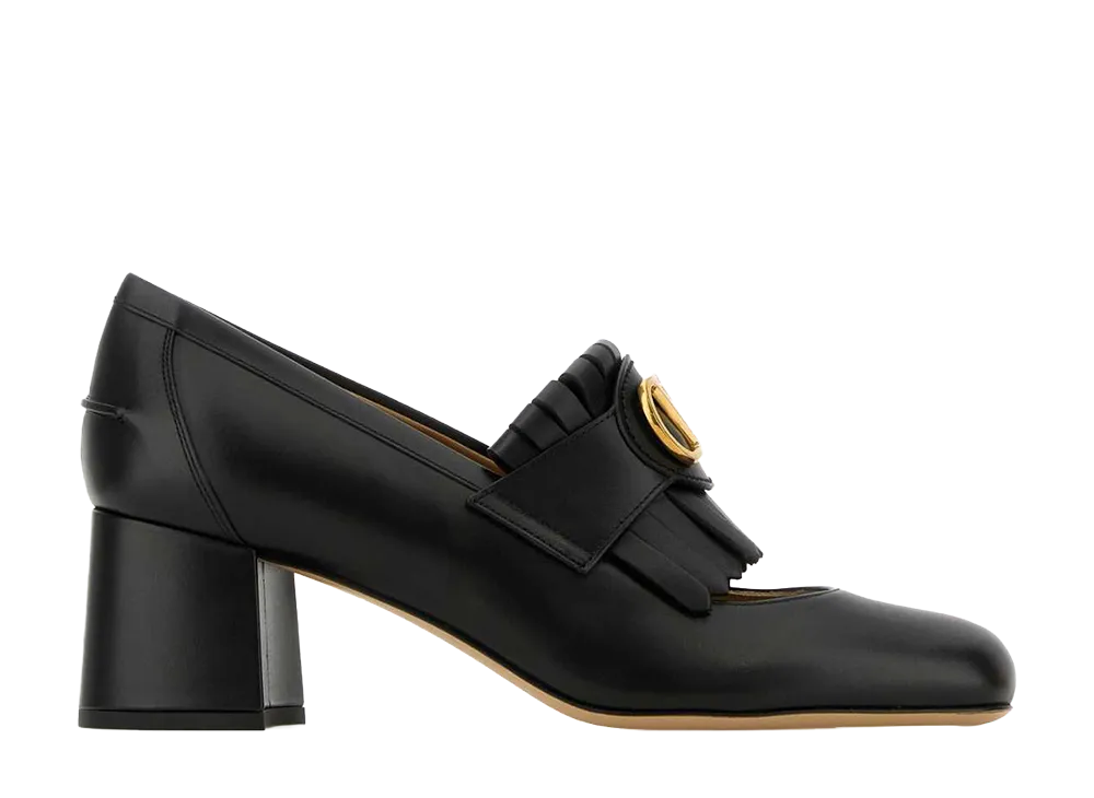 Valentino Garavani Women's Black Leather Vlogo Pumps "Black"