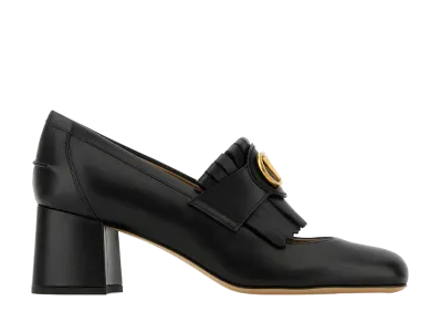 Valentino Garavani Women's Black Leather Vlogo Pumps "Black"