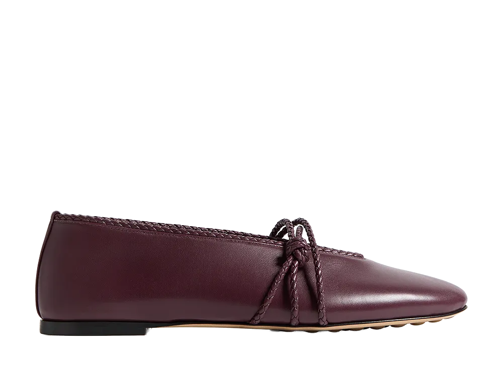 Bottega Veneta Women's Rosa Mary Jane Ballerinas "Deep Mahogany"
