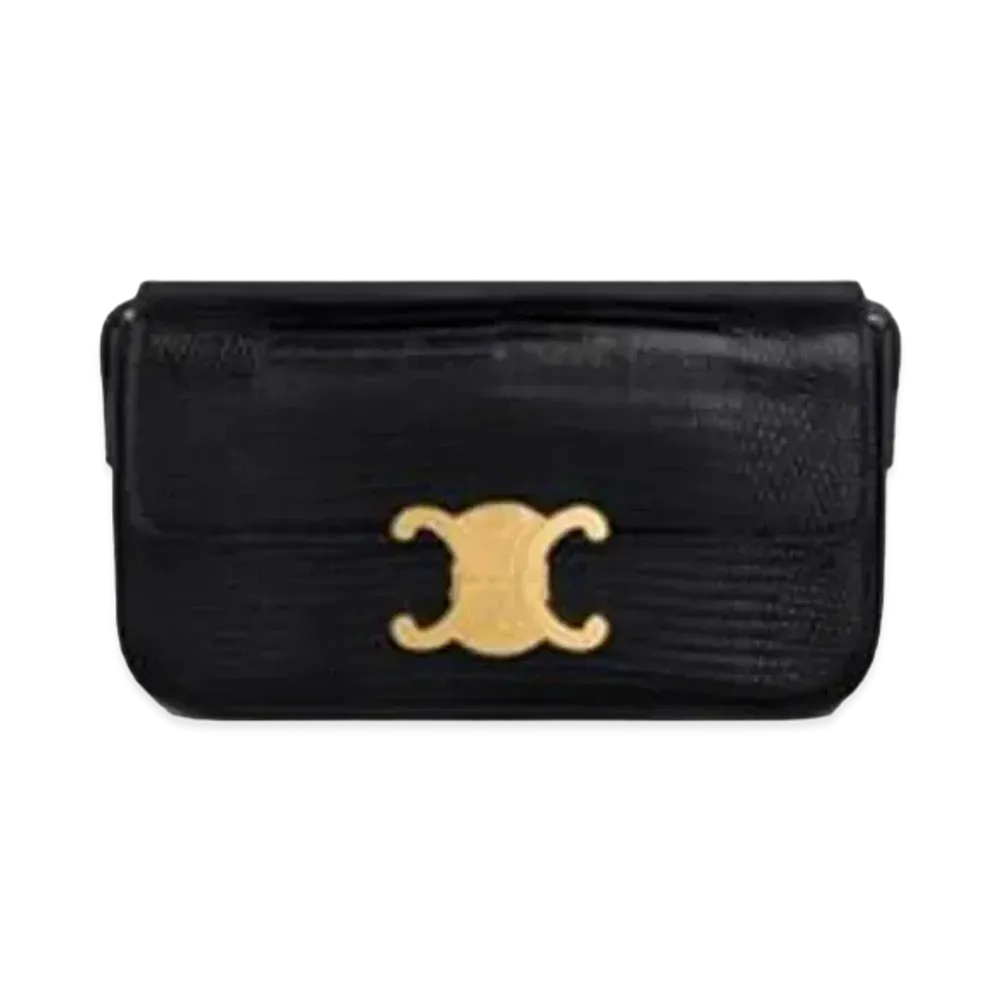 CELINE Triomphe Shoulder Bag in Lizard "Black"