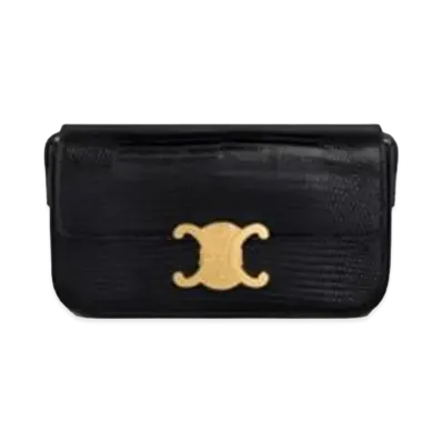 CELINE Triomphe Shoulder Bag in Lizard "Black"