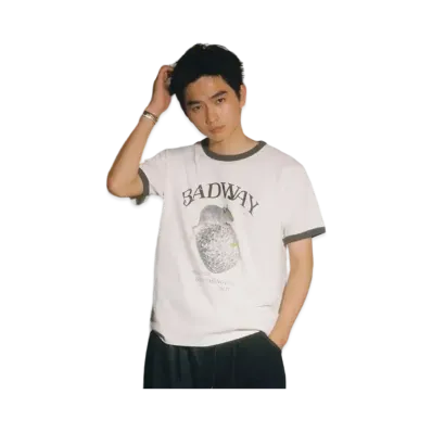BADWAY Mirror Ball Raglan TEE "Off BLACK ringer"