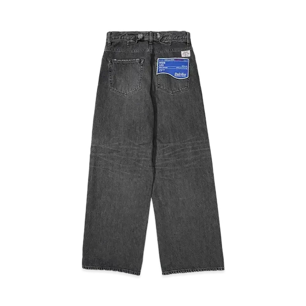DAIRIKU Wide Vintage Denim Pants "BLACK"