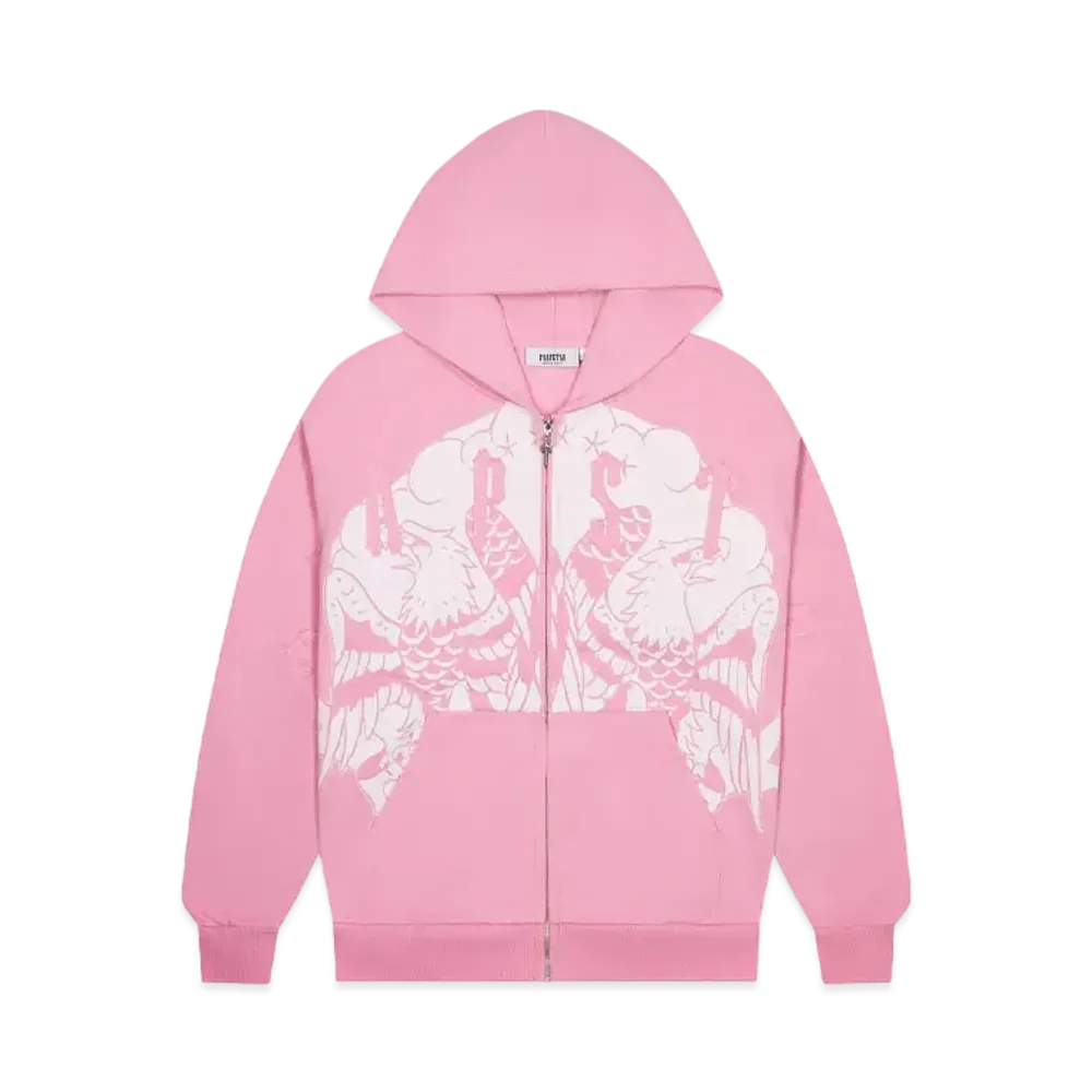 TRAPSTAR x Ed Hardy Irongate Zip Through Hoodie "Pink"