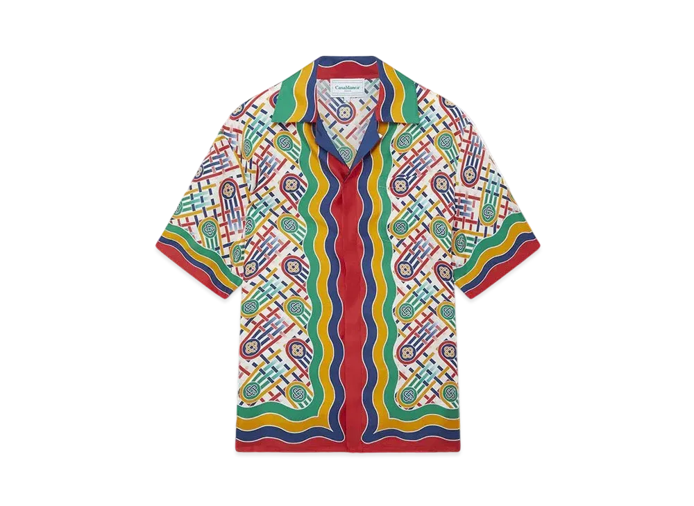 Casablanca Tennis Monogram Silk Shirt "Multi"