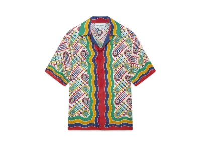 Casablanca Tennis Monogram Silk Shirt "Multi"