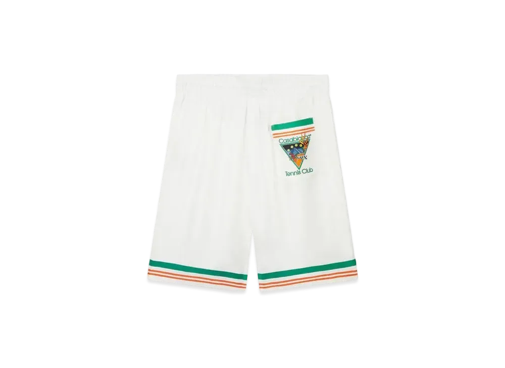 Casablanca Tennis Club Icon Silk Shorts "White"