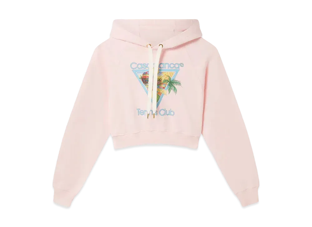 Casablanca Afro Cubism Tennis Club Cropped Hooded Sweatshirt "Pink"