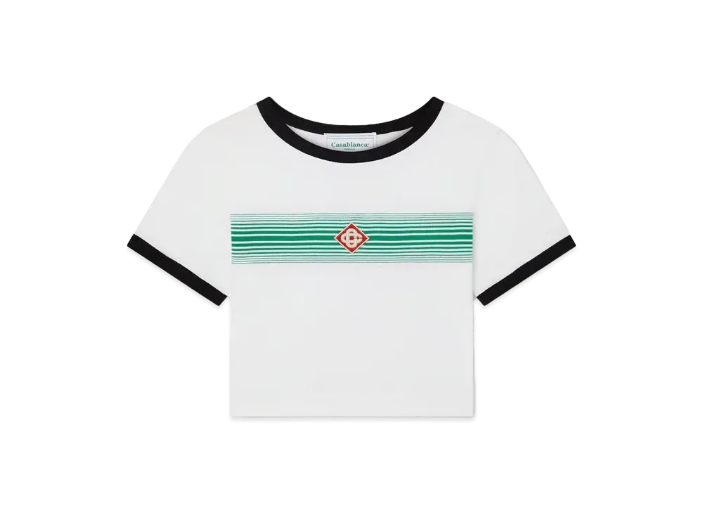 Casablanca Gradient Stripe Ringer T-Shirt "Green And White"
