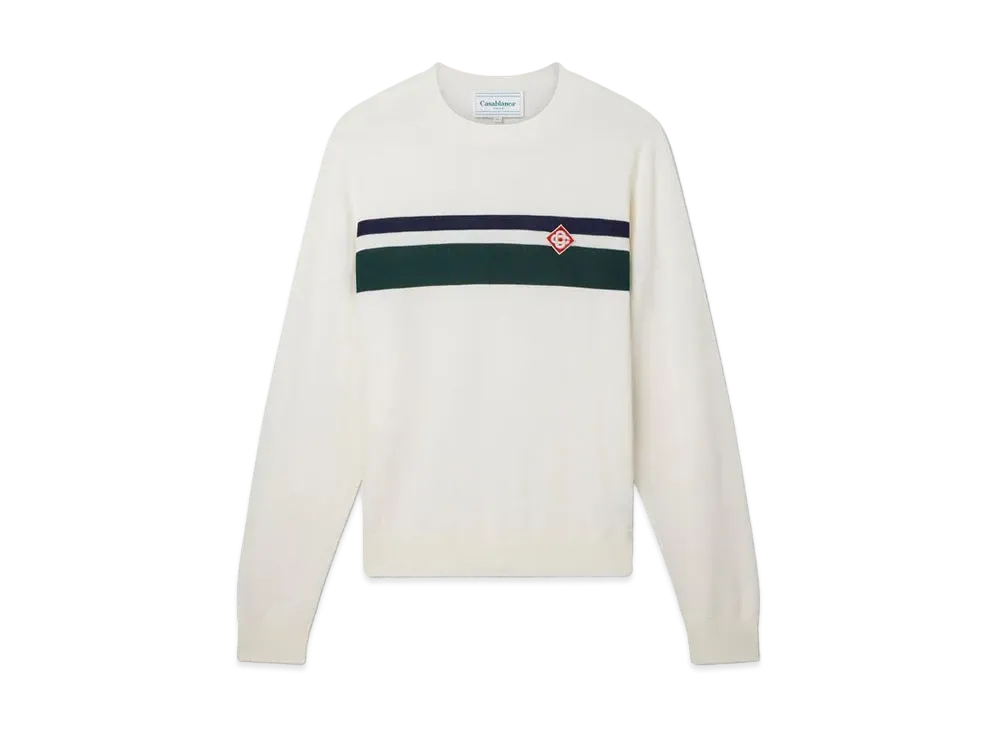 Casablanca Srtiped Crew Neck Jumper "White"