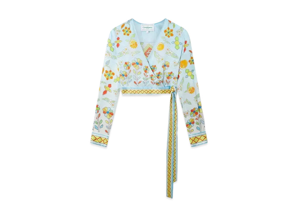 Casablanca Yoruba Flowers Wrap Blouse "Multi"