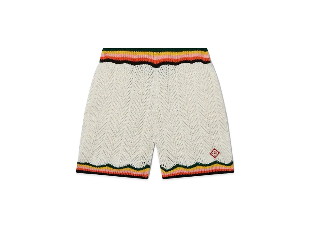 Casablanca Chevron Lace Shorts "White"