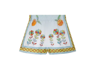 Casablanca Yoruba Flowers Silk Shorts "Multi"