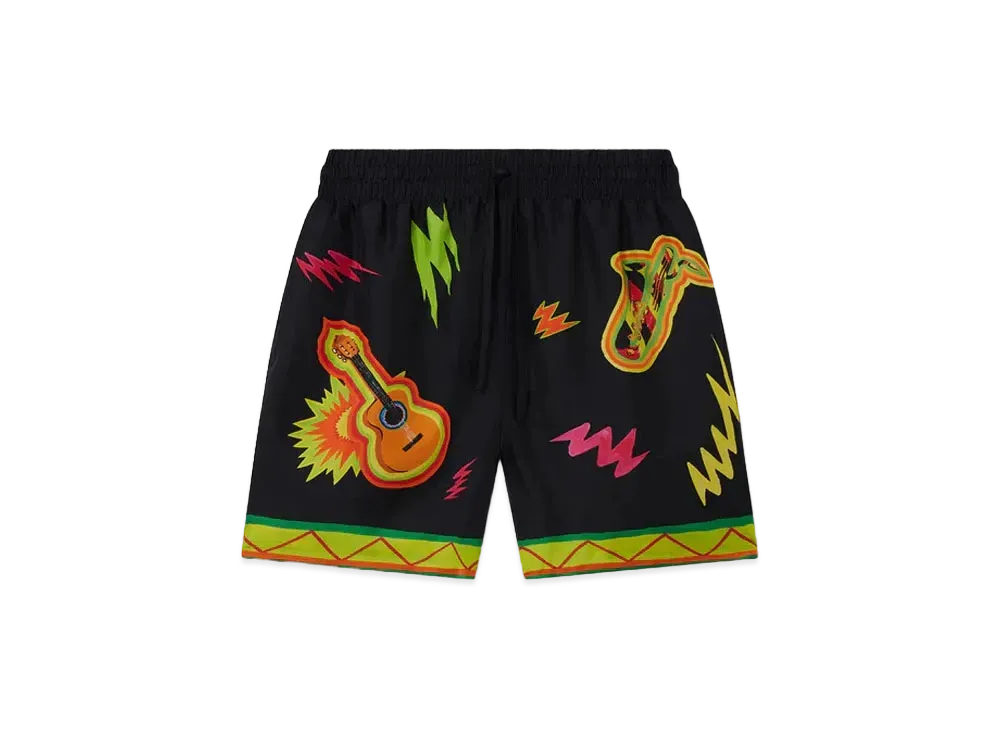 Casablanca Music For The People Silk Shorts "Black"