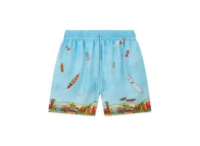 Casablanca Maison Sur Piloti Silk Shorts "Multi"