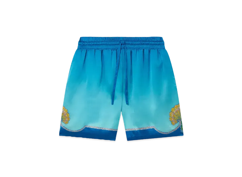 Casablanca Coquillage Colore Silk Shorts "Blue"