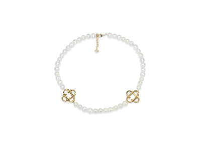 Casablanca Medium Pearl Logo Necklace "White"