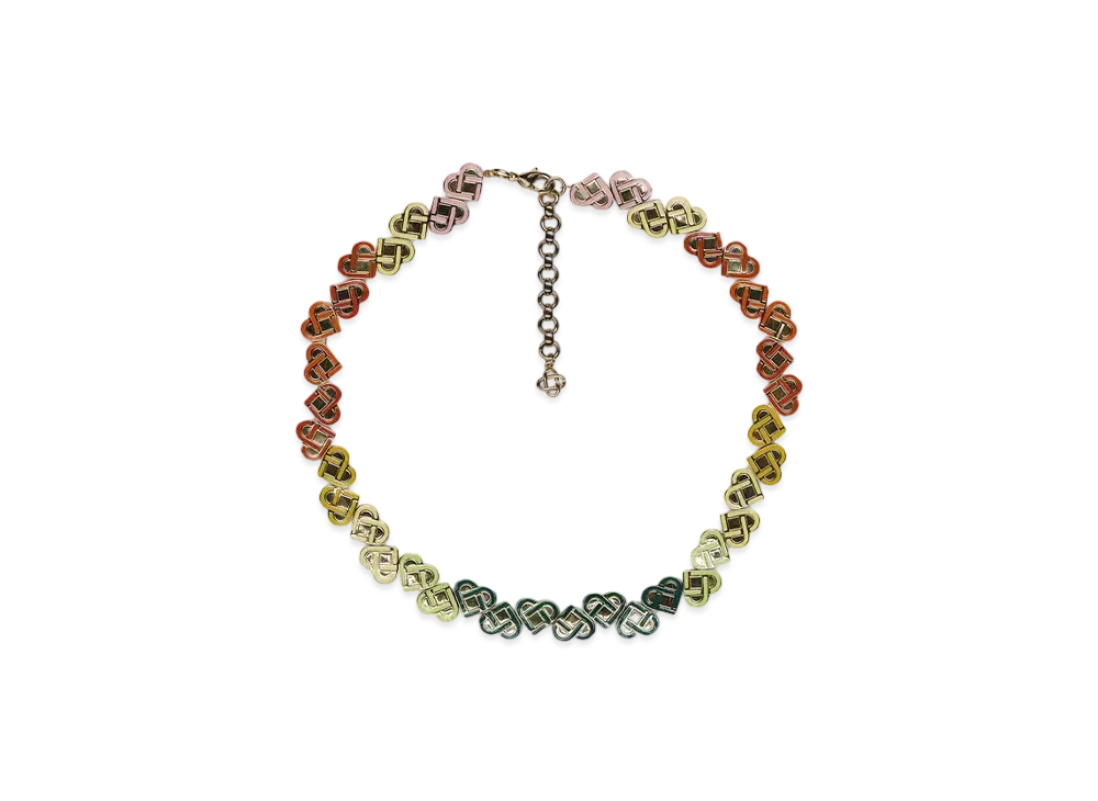 Casablanca Heart Monogram Necklace "Multi"