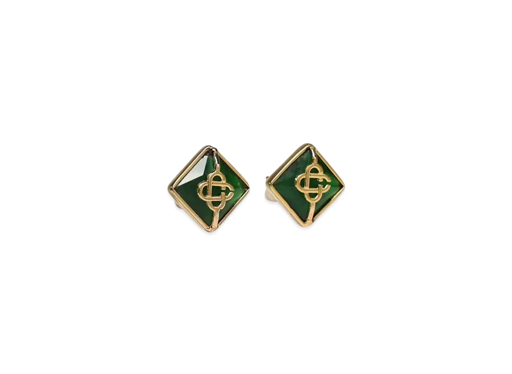 Casablanca Crystal Monogram Earring "Evergreen"