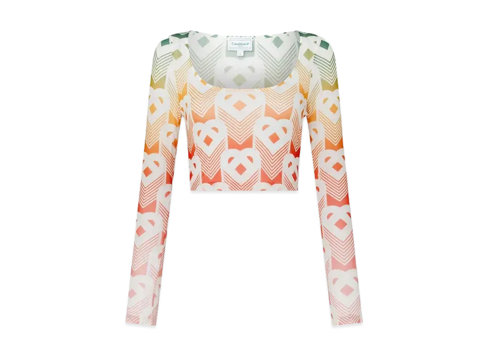 Casablanca Gradient Heart Monogram Mesh Top "Multi"