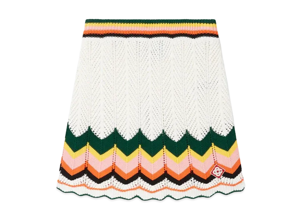Casablanca Chevron Lace Skirt "White"