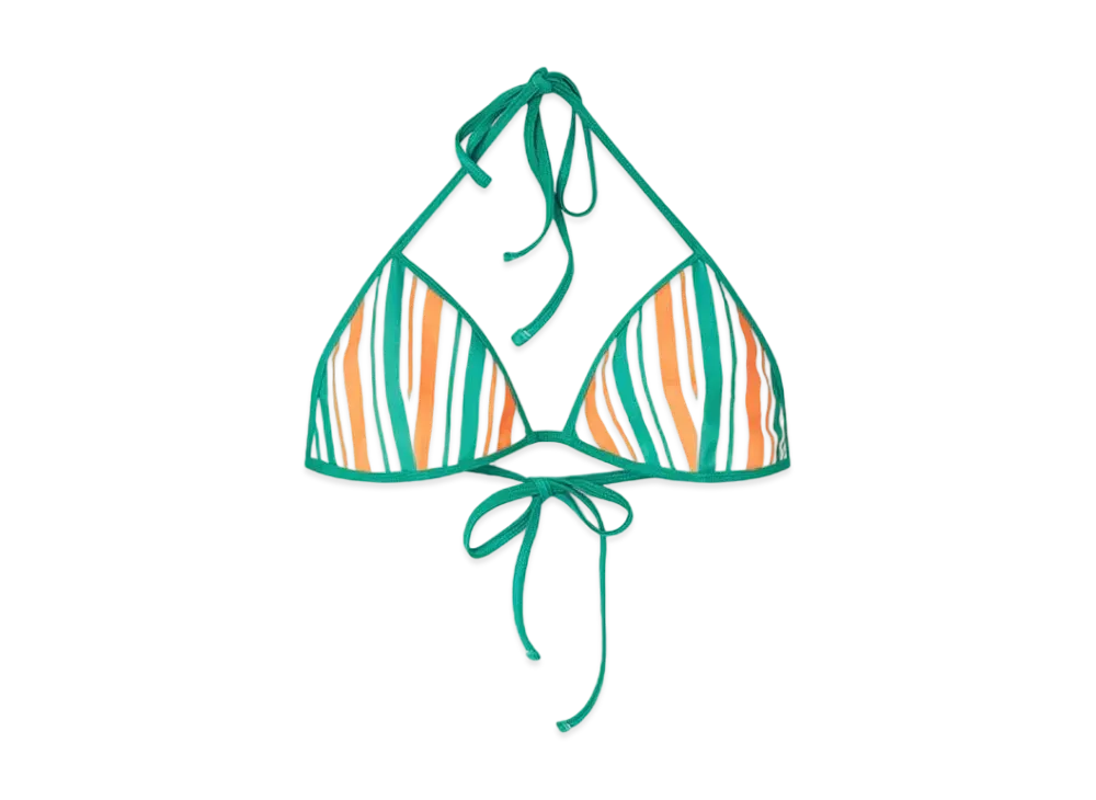 Casablanca Striped String Bikini Top "Orange, Green And White"
